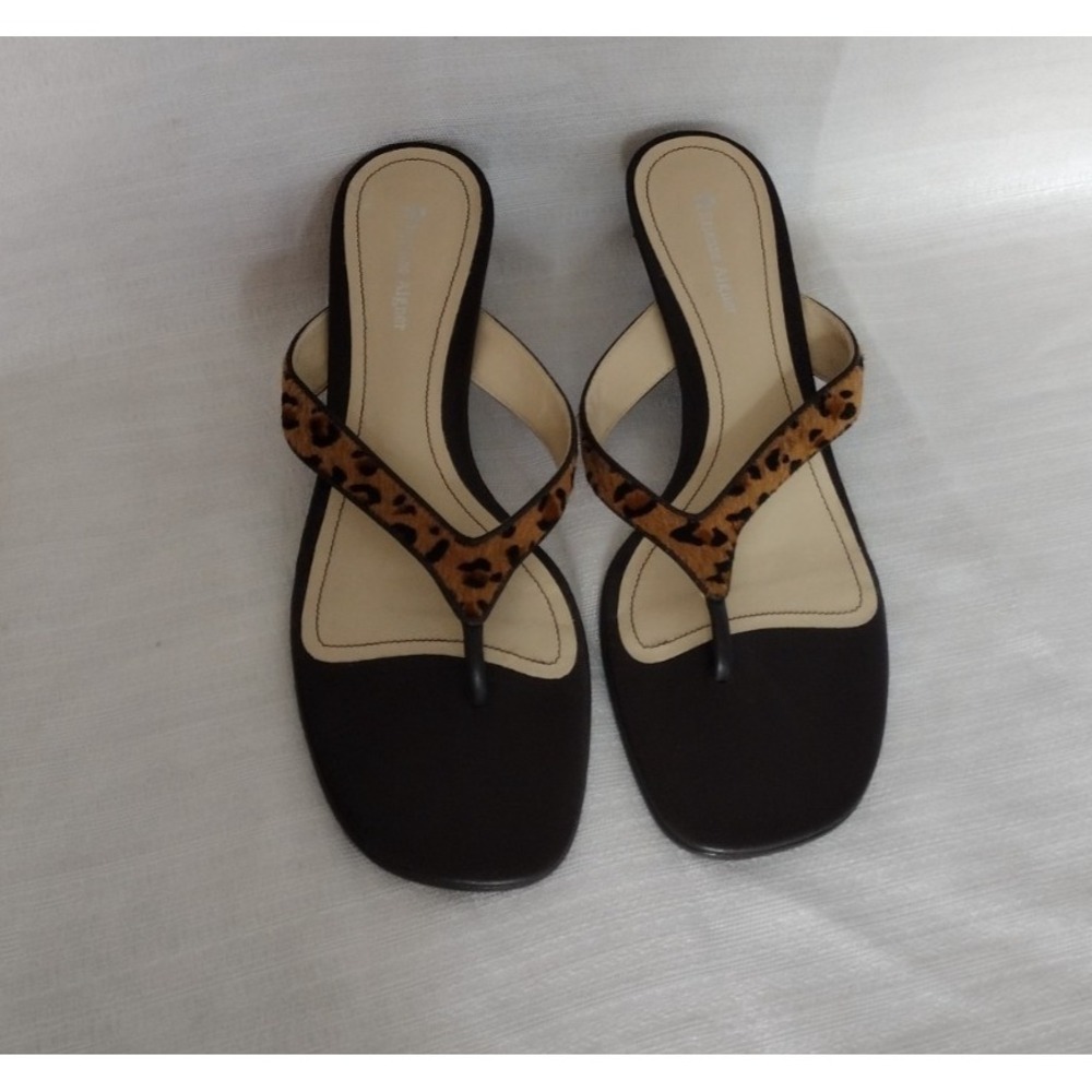Etienne Aigner Women's Animal Print Open-Toe Kitten Heel Thong Sandals – Size 10